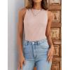 imageZESICA Womens 2025 Ribbed Tank Tops Summer Sleeveless High Neck Casual Slim Fitted Basic Knit ShirtsPink