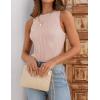 imageZESICA Womens 2025 Ribbed Tank Tops Summer Sleeveless High Neck Casual Slim Fitted Basic Knit ShirtsPink