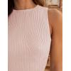 imageZESICA Womens 2025 Ribbed Tank Tops Summer Sleeveless High Neck Casual Slim Fitted Basic Knit ShirtsPink