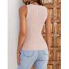 imageZESICA Womens 2025 Ribbed Tank Tops Summer Sleeveless High Neck Casual Slim Fitted Basic Knit ShirtsPink
