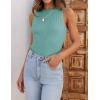 imageZESICA Womens 2025 Ribbed Tank Tops Summer Sleeveless High Neck Casual Slim Fitted Basic Knit ShirtsSage