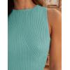 imageZESICA Womens 2025 Ribbed Tank Tops Summer Sleeveless High Neck Casual Slim Fitted Basic Knit ShirtsSage