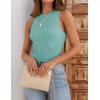 imageZESICA Womens 2025 Ribbed Tank Tops Summer Sleeveless High Neck Casual Slim Fitted Basic Knit ShirtsSage