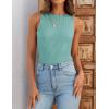 imageZESICA Womens 2025 Ribbed Tank Tops Summer Sleeveless High Neck Casual Slim Fitted Basic Knit ShirtsSage