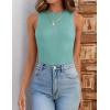 imageZESICA Womens 2025 Ribbed Tank Tops Summer Sleeveless High Neck Casual Slim Fitted Basic Knit ShirtsSage