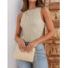 imageZESICA Womens 2025 Ribbed Tank Tops Summer Sleeveless High Neck Casual Slim Fitted Basic Knit ShirtsSand