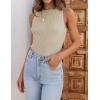 imageZESICA Womens 2025 Ribbed Tank Tops Summer Sleeveless High Neck Casual Slim Fitted Basic Knit ShirtsSand