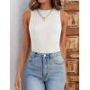 imageZESICA Womens 2025 Ribbed Tank Tops Summer Sleeveless High Neck Casual Slim Fitted Basic Knit ShirtsWhite