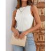 imageZESICA Womens 2025 Ribbed Tank Tops Summer Sleeveless High Neck Casual Slim Fitted Basic Knit ShirtsWhite