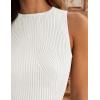 imageZESICA Womens 2025 Ribbed Tank Tops Summer Sleeveless High Neck Casual Slim Fitted Basic Knit ShirtsWhite