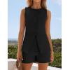 imageZESICA Womens 2025 Summer 2 Piece Short Sets Sleeveless Crew Neck Suit Vest Tops High Waist Shorts Business OutfitsBlack