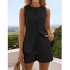 imageZESICA Womens 2025 Summer 2 Piece Short Sets Sleeveless Crew Neck Suit Vest Tops High Waist Shorts Business OutfitsBlack