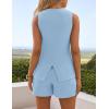 imageZESICA Womens 2025 Summer 2 Piece Short Sets Sleeveless Crew Neck Suit Vest Tops High Waist Shorts Business OutfitsBlue
