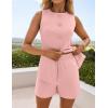 imageZESICA Womens 2025 Summer 2 Piece Short Sets Sleeveless Crew Neck Suit Vest Tops High Waist Shorts Business OutfitsPink