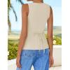 imageZESICA Womens 2025 Summer Casual Sleeveless Suit Vest Square Neck Button Down Work Business Blazer Vests WaistcoatApricot