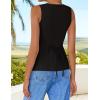imageZESICA Womens 2025 Summer Casual Sleeveless Suit Vest Square Neck Button Down Work Business Blazer Vests WaistcoatBlack