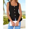 imageZESICA Womens 2025 Summer Casual Sleeveless Suit Vest Square Neck Button Down Work Business Blazer Vests WaistcoatBlack