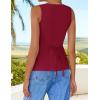 imageZESICA Womens 2025 Summer Casual Sleeveless Suit Vest Square Neck Button Down Work Business Blazer Vests WaistcoatDark Red