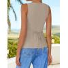 imageZESICA Womens 2025 Summer Casual Sleeveless Suit Vest Square Neck Button Down Work Business Blazer Vests WaistcoatKhaki