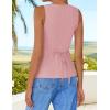 imageZESICA Womens 2025 Summer Casual Sleeveless Suit Vest Square Neck Button Down Work Business Blazer Vests WaistcoatPink