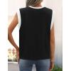 imageZESICA Womens Cap Sleeve Tank Tops Loose Fit Summer Trendy Crewneck Colorblock ShirtsBlack