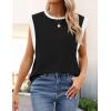 imageZESICA Womens Cap Sleeve Tank Tops Loose Fit Summer Trendy Crewneck Colorblock ShirtsBlack
