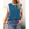 imageZESICA Womens Cap Sleeve Tank Tops Loose Fit Summer Trendy Crewneck Colorblock ShirtsDarkblue