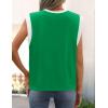 imageZESICA Womens Cap Sleeve Tank Tops Loose Fit Summer Trendy Crewneck Colorblock ShirtsGreen