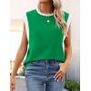 imageZESICA Womens Cap Sleeve Tank Tops Loose Fit Summer Trendy Crewneck Colorblock ShirtsGreen