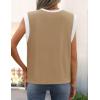 imageZESICA Womens Cap Sleeve Tank Tops Loose Fit Summer Trendy Crewneck Colorblock ShirtsLightkhaki