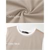 imageZESICA Womens Cap Sleeve Tank Tops Loose Fit Summer Trendy Crewneck Colorblock ShirtsLightkhaki