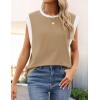 imageZESICA Womens Cap Sleeve Tank Tops Loose Fit Summer Trendy Crewneck Colorblock ShirtsLightkhaki
