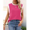 imageZESICA Womens Cap Sleeve Tank Tops Loose Fit Summer Trendy Crewneck Colorblock ShirtsPink