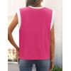 imageZESICA Womens Cap Sleeve Tank Tops Loose Fit Summer Trendy Crewneck Colorblock ShirtsPink