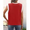 imageZESICA Womens Cap Sleeve Tank Tops Loose Fit Summer Trendy Crewneck Colorblock ShirtsRed