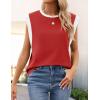 imageZESICA Womens Cap Sleeve Tank Tops Loose Fit Summer Trendy Crewneck Colorblock ShirtsRed