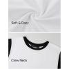 imageZESICA Womens Cap Sleeve Tank Tops Loose Fit Summer Trendy Crewneck Colorblock ShirtsWhite