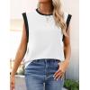 imageZESICA Womens Cap Sleeve Tank Tops Loose Fit Summer Trendy Crewneck Colorblock ShirtsWhite