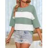 imageZESICA Womens Summer 2025 34 Sleeve Casual Tee Tops Crewneck Drop Shoulder Color Block Oversized TShirtsGreen