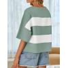 imageZESICA Womens Summer 2025 34 Sleeve Casual Tee Tops Crewneck Drop Shoulder Color Block Oversized TShirtsGreen