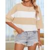 imageZESICA Womens Summer 2025 34 Sleeve Casual Tee Tops Crewneck Drop Shoulder Color Block Oversized TShirtsLightkhaki