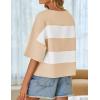imageZESICA Womens Summer 2025 34 Sleeve Casual Tee Tops Crewneck Drop Shoulder Color Block Oversized TShirtsLightkhaki