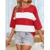 imageZESICA Womens Summer 2025 34 Sleeve Casual Tee Tops Crewneck Drop Shoulder Color Block Oversized TShirtsRed