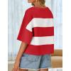 imageZESICA Womens Summer 2025 34 Sleeve Casual Tee Tops Crewneck Drop Shoulder Color Block Oversized TShirtsRed