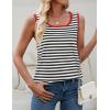 imageZESICA Womens Summer Casual Striped Tank Top Sleeveless Scoop Neck Loose Fit Color Block Tops 2025 Fashion ClothesBlack