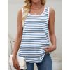 imageZESICA Womens Summer Casual Striped Tank Top Sleeveless Scoop Neck Loose Fit Color Block Tops 2025 Fashion ClothesBlue