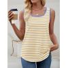imageZESICA Womens Summer Casual Striped Tank Top Sleeveless Scoop Neck Loose Fit Color Block Tops 2025 Fashion ClothesKhaki