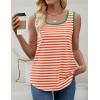 imageZESICA Womens Summer Casual Striped Tank Top Sleeveless Scoop Neck Loose Fit Color Block Tops 2025 Fashion ClothesOrange