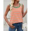 imageZESICA Womens Summer Casual Striped Tank Top Sleeveless Scoop Neck Loose Fit Color Block Tops 2025 Fashion ClothesOrange