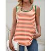 imageZESICA Womens Summer Casual Striped Tank Top Sleeveless Scoop Neck Loose Fit Color Block Tops 2025 Fashion ClothesOrange